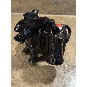 Vintage Donkey Salt & Pepper Shakers Mule Saddle Bag Japan chip bottom shaker